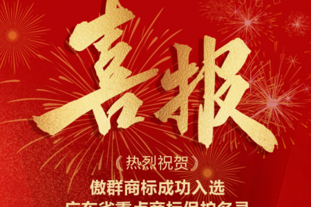 與行業標桿同列！傲群入選廣東省重點商標保護名錄
